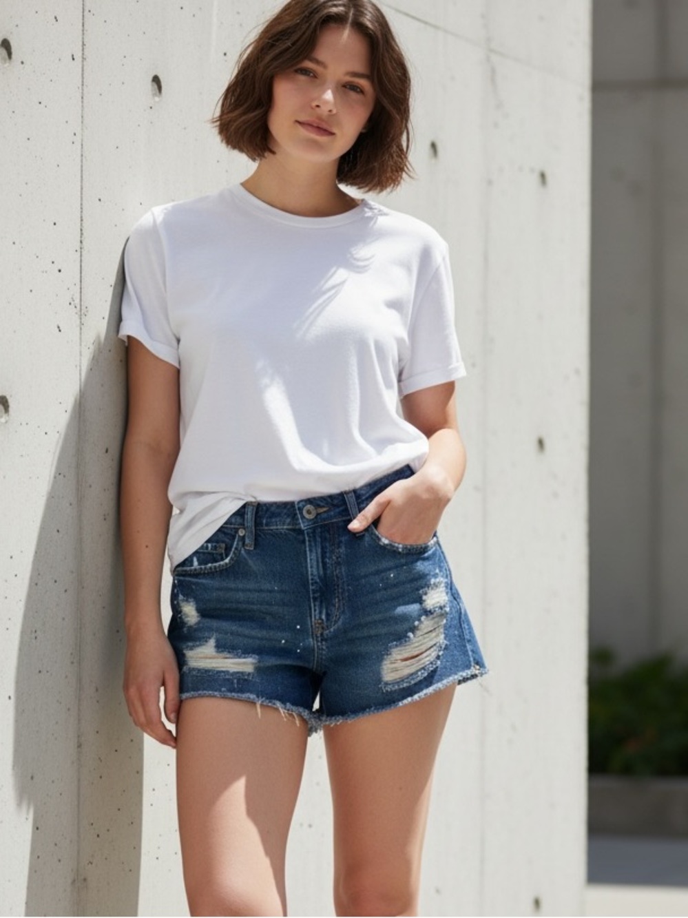 Blank NYC Jean Denim Shorts Distressed Size 26